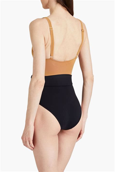 Evarae Cassandra Belted Two Tone Swimsuit Sale Up To 70 Off The Outnet
