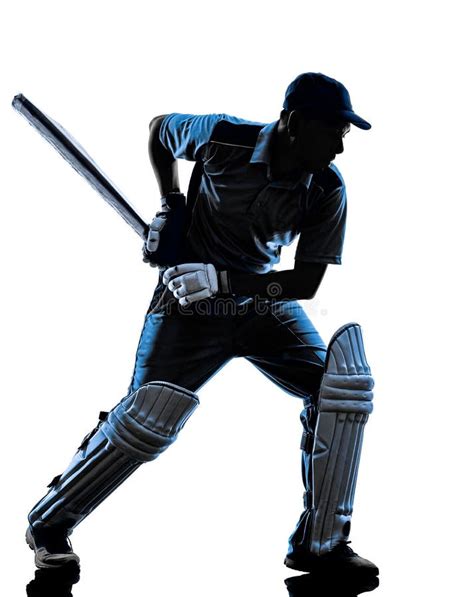 Silhouette De Batteur De Joueur De Cricket Photo Stock Image Du