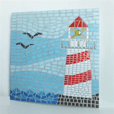 Lighthouse Mosaic Wall Art Nautical Home Decor One Of A Kind Mosaic