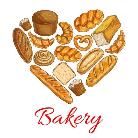 Premium Vector Bakery Bread Poster In Heart Shape