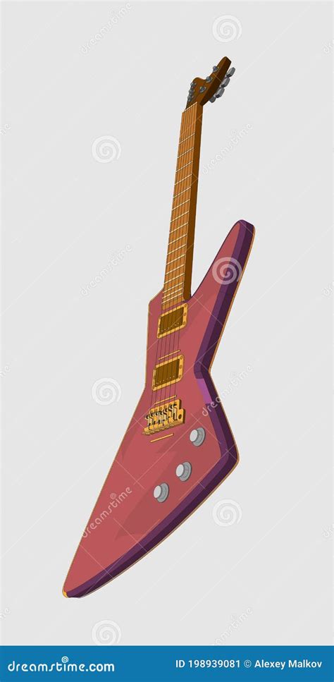 3d Realistic Colored Classic Electric Guitar 3d Vector Model Of Pink