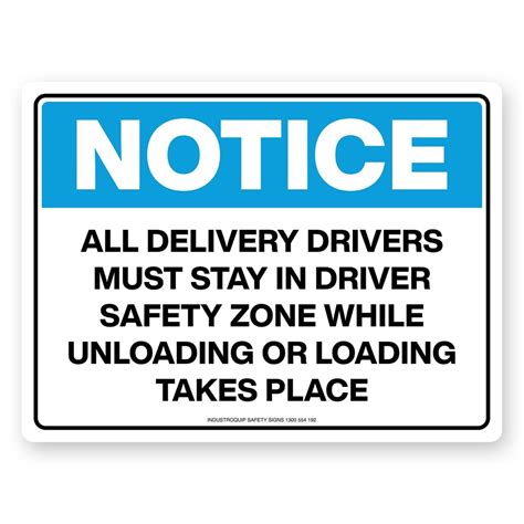 Notice Sign All Delivery Drivers Must Stay In Driver Safety Zone