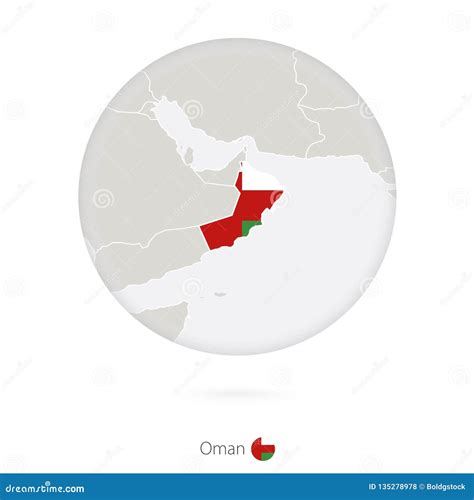 Map Of Oman And National Flag In A Circle Stock Vector Illustration