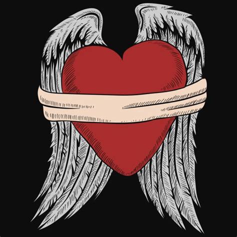 Best Heart Angel Wings Tattoo Silhouette Illustrations Royalty Free
