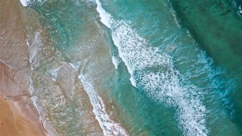 Download Wallpaper 1920x1080 Sea Waves Water Beach Sand Aerial