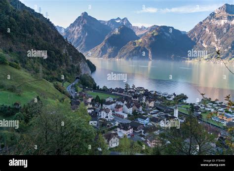 Sisikon Switzerland A Village Situated On The Shore Of Lake Lucerne