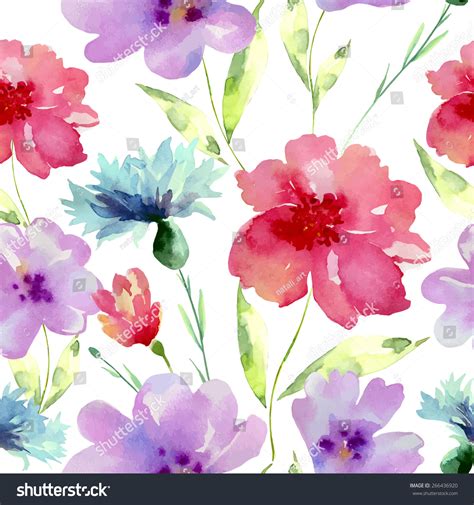 Use them in commercial designs under lifetime, perpetual & worldwide rights. Watercolor Flowers Seamless Pattern. Bright Colors ...