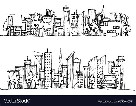 Cartoon Hand Drawing City Royalty Free Vector Image