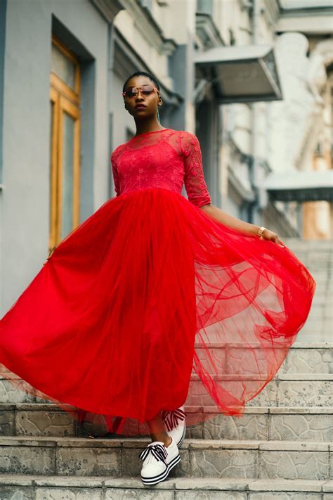 Free Images Clothing Red Fashion Model Shoulder Gown Cocktail Dress Haute Couture