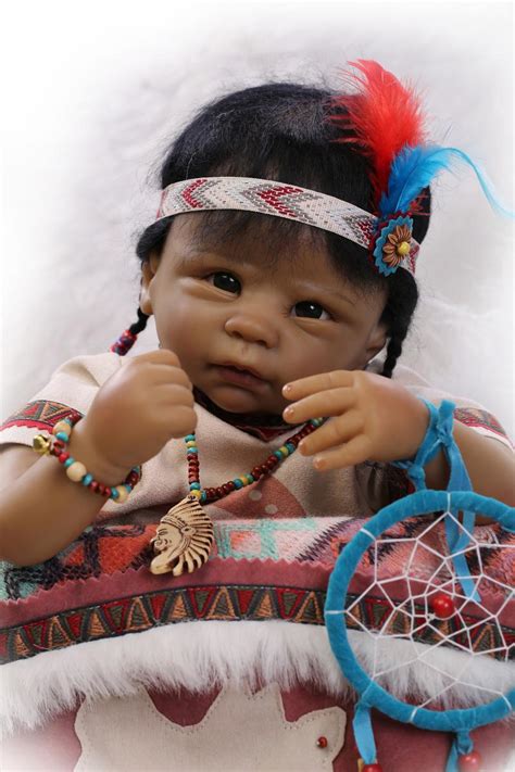 22 55cm Native American Indian Reborn Baby Doll Silicone Newborn Baby