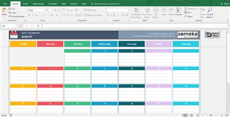 Excel Calendar Template 2019 Free Printable Calendar