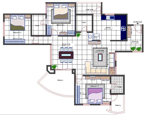 3 Bhk House Plan Design Cadbull