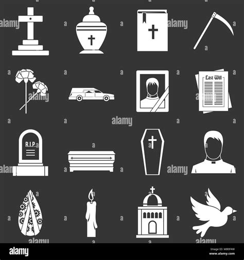 Funeral Icons Set Grey Vector Stock Vector Image And Art Alamy