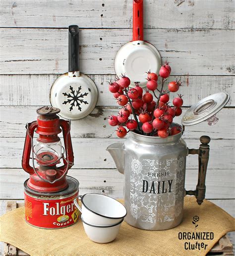 Upcycled Vintage Coffee Pot And Enamelware Decor Ideas Organized Clutter