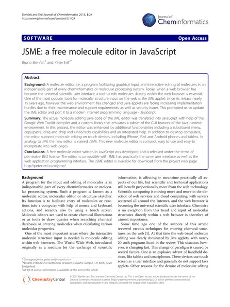 (PDF) JSME: a free molecule editor in JavaScript