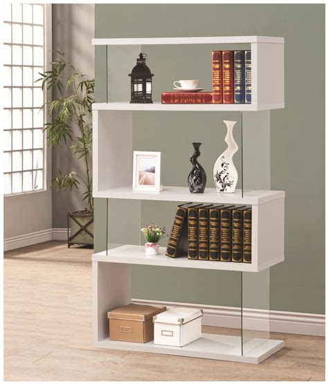 Whiteclear Tempered Glass Bookcase Las Vegas Furniture Store