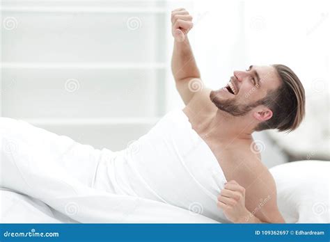 Smiling Man Waking Up In The Morning Stock Image Image Of Leisure