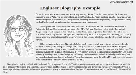 Engineer Bio Example Biography Template Example Of Biography Biography