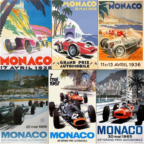 Monaco F1 Grand Prix Vintage Poster Collage Photograph Vintage Racing