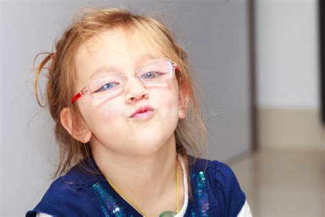 Portrait Little Girl Child Making Funny Face Fun Stock Photo Image Of