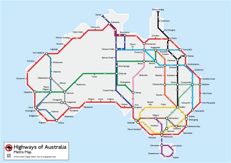 Australias Highways Mapped In The Style Of The Maps On The Web