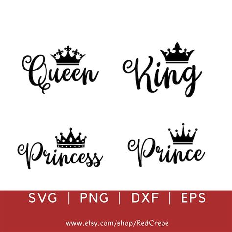 King And Queen With Crown Svg Prince And Princess Svg King Etsy