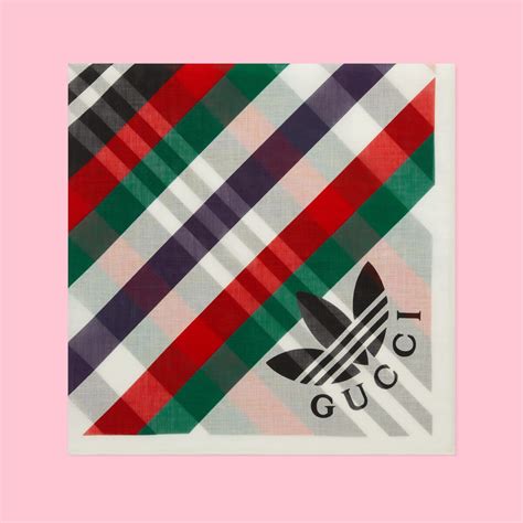 adidas x Gucci stripe print cotton scarf in ivory and red | GUCCI® Canada gambar png