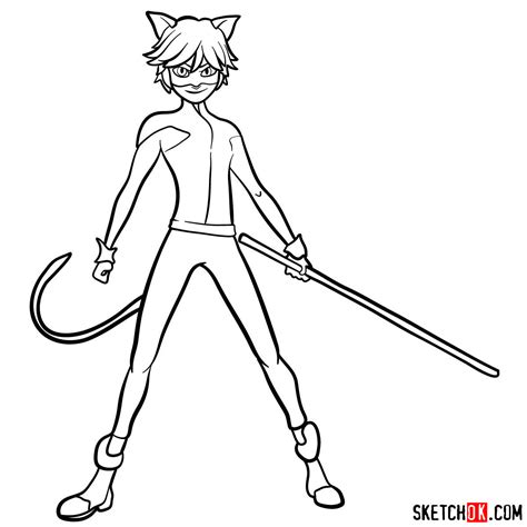 How to draw Cat Noir - Sketchok easy drawing guides