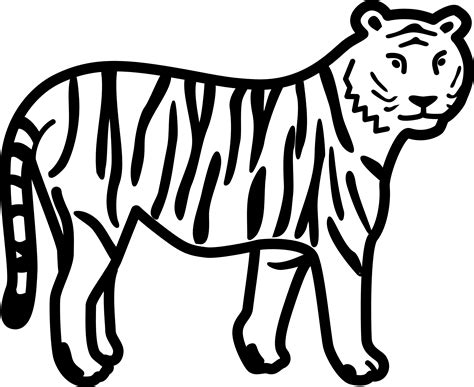 Images For Black And White Tiger Face Outline Clipart Best