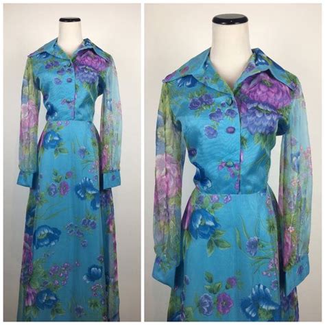 Vintage 70s Dress 1970s Dress Floral Dress Chiffon Dress Etsy Vintage Dress 70s 1970s