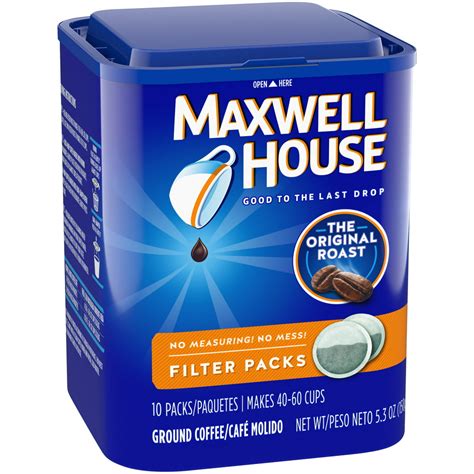 Maxwell House Original Roast Ground Coffee Filter Packs 10 Ct Pack