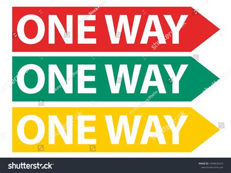 One Way Sign 3 Set Color Stock Vector Royalty Free 1949626423