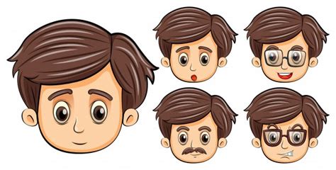 Free Vector Men With Different Facial Expressions