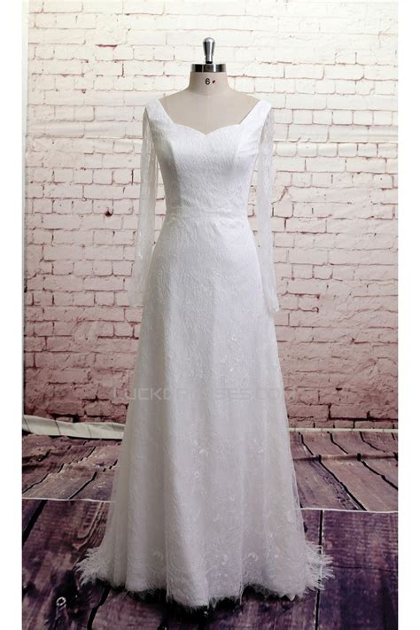 A Line Long Sleeves Lace Bridal Gown Wedding Dress Wd010723