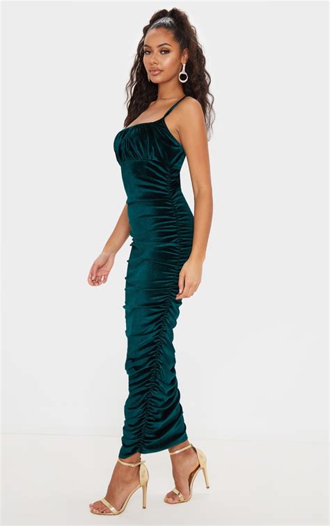 Emerald Green Criss Cross Back Frill Hem Bodycon Dress Uvalde Сlick Here