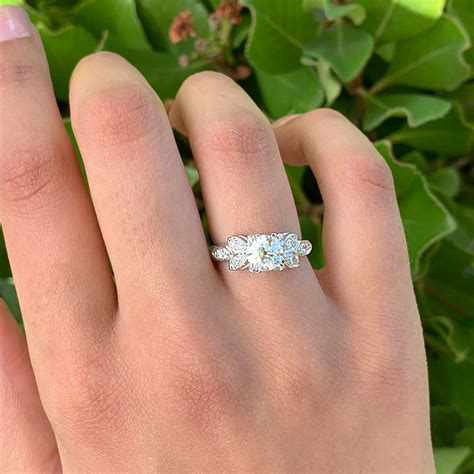 Platinum Vintage Diamond Engagement Ring From 1920s With A Floral Design