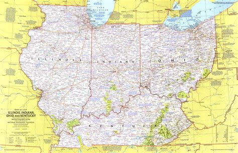 Close Up Usa Illinois Indiana Ohio Kentucky Map
