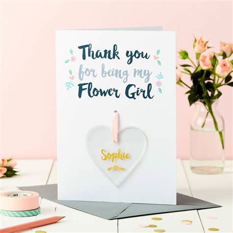Flower Girl Heart Keepsake Thank You Card By Martha Brook