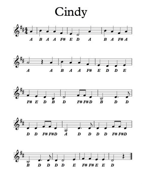 Welcome to the biggest database site for piantura music sheets! Free Sheet Music - Cindy with Letter Names. Enjoy! | Sheet music, Learn piano, Learn piano chords