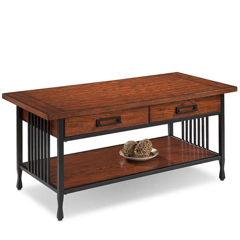 Upc 091037957542 Ironcraft Two Drawer Coffee Table Mission Oak