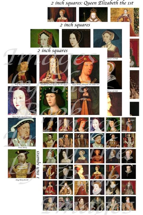 Tudor Portrait Printables Squares 36 Portraits Formatted As 1 Inch