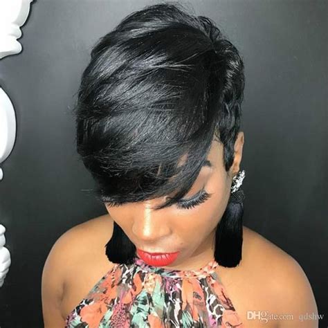 Human Hair Pixie Cut Wigs With No Lace Front Brazilian Straight Short Human Hair Wigs For Black