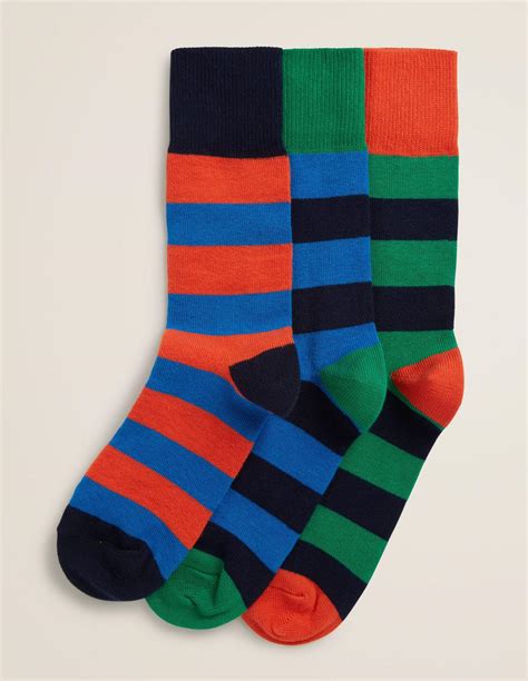 Chunky Weekend Socks Multi Block Stripe Pack Boden Mens Socks