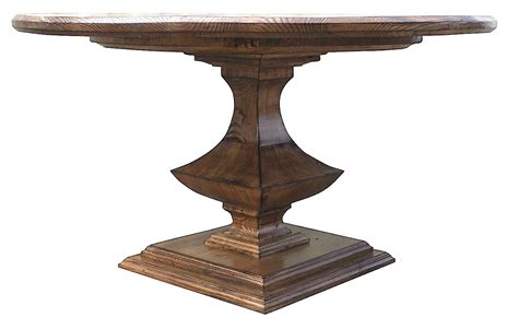 Tabletop with a touch of wood grain detail makes the most of wood's natural variation. Algonquin Round Pedestal Dining Table in Reclaimed Wood - Mortise & Tenon