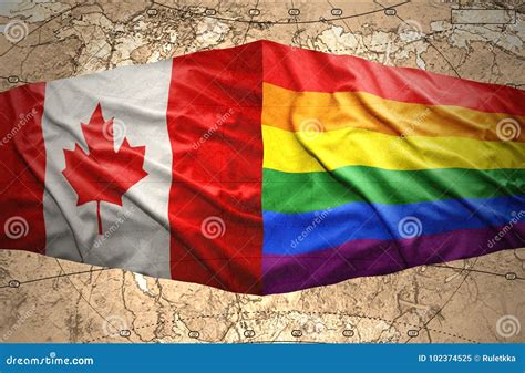 Canadian And Rainbow Flags Stock Illustration Illustration Of Banner