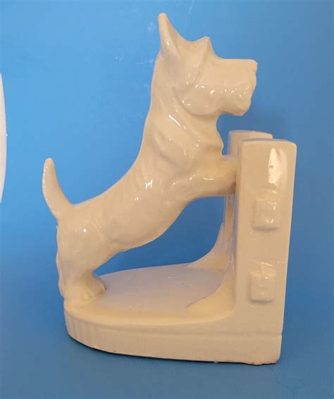 Vintage Scottie Dog Bookend Ceramic Dog Bookend White Etsy
