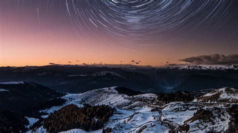 Mountains Starry Sky Night Peak Dolomites Italy 4k Hd Wallpaper