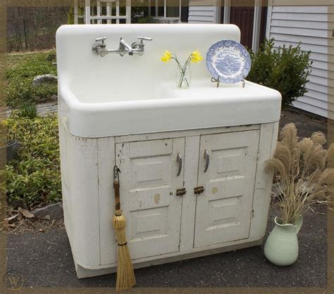 1927 High Back Farmhouse Vintage Antique Farm Sink With Faucet And