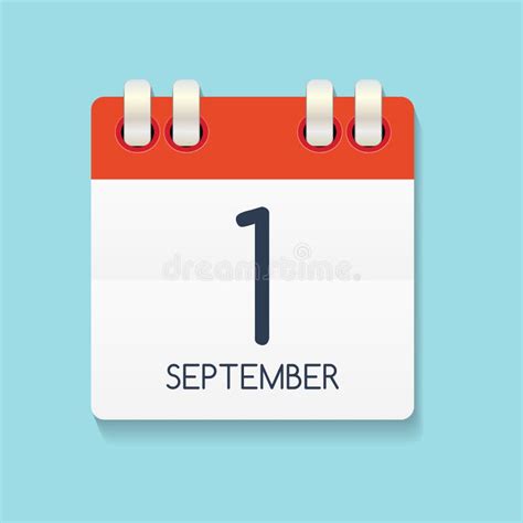 Flat Calendar Icon Of 1 September Vector Illustration Stock Vector