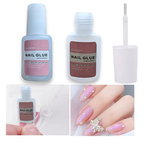 Nail Art Glue With Brush Strong Adhesive For False Nail Tips Rhinestone